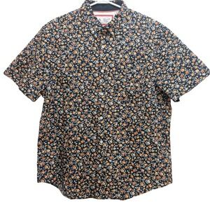Original Penguin‎ Shirt Men's XL Navy Floral Cotton Button Up Short Sleeve